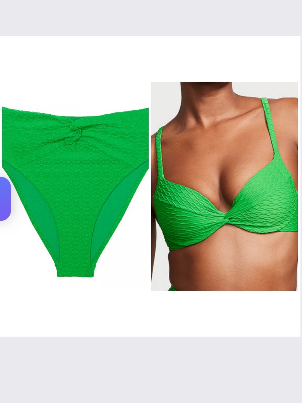 Victoria’s Secret Swim Jade Green Twist-Front Bikini Set XL 38D